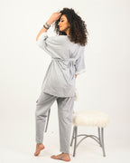 Lace Nursing Pyjama Set – Grey – 3 Pieces