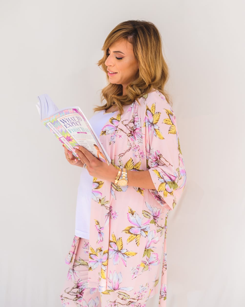 Floral Nursing Pyjama Set – Pink – 3 Pieces