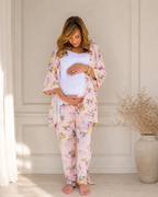 Floral Nursing Pyjama Set – Pink – 3 Pieces