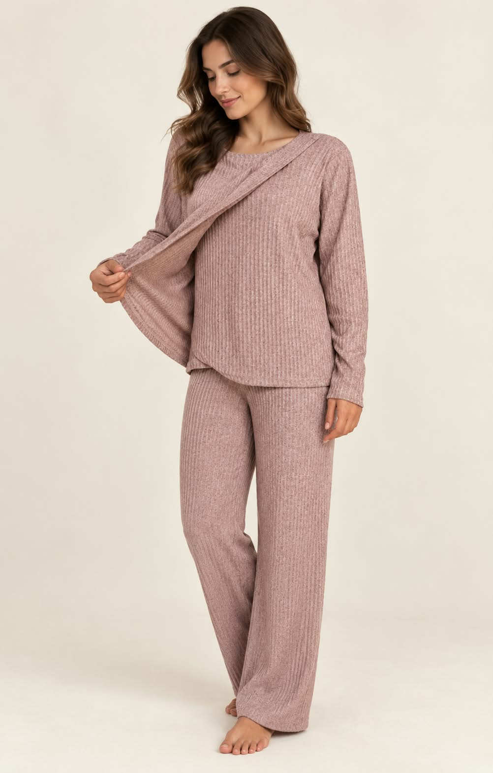 Winter pyjama Wrap Front 17 - Grey