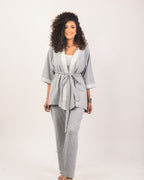 Lace Nursing Pyjama Set – Grey – 3 Pieces