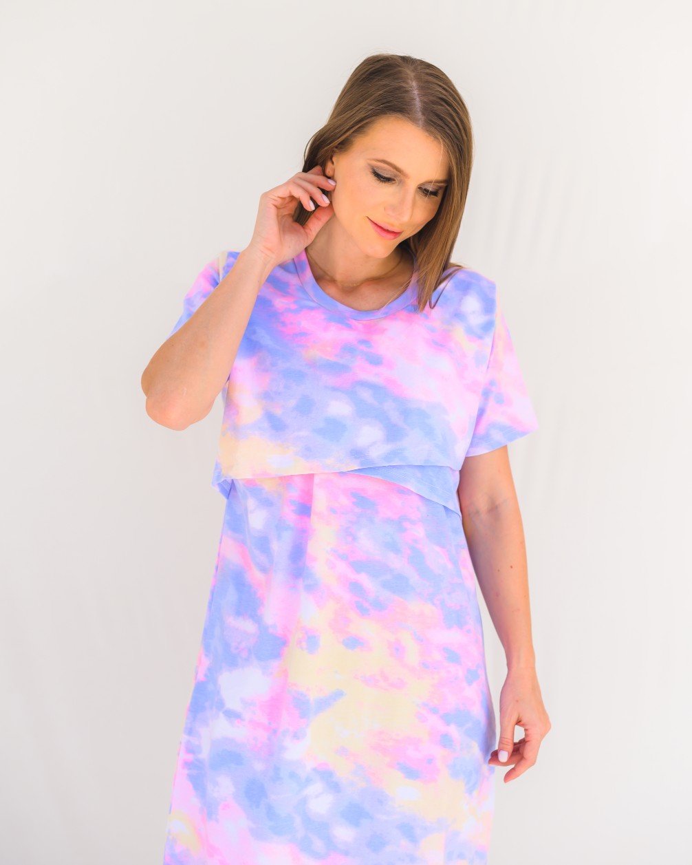 Nursing Cross Layer Gown – Tie Dye