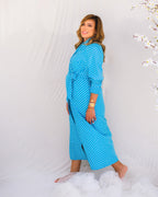 Soft Hospital Robe – Polka Dot Blue