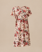 Nursing Cross Layer Gown – Red Flower Print