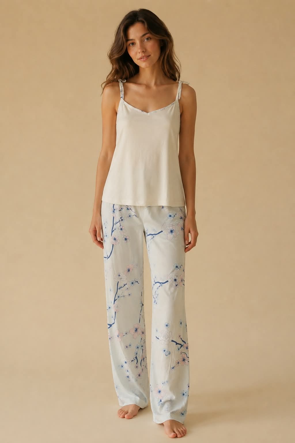 Cherry Blossom Nursing Pyjama Set – Blue – 3 Pieces