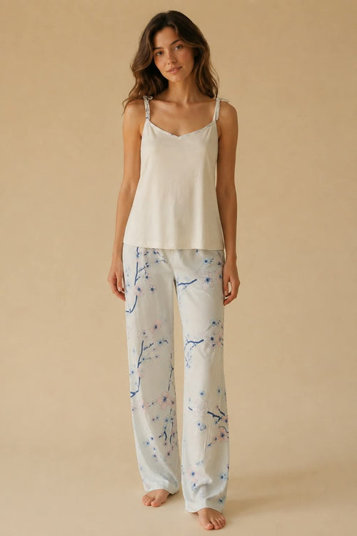 Cherry Blossom Nursing Pyjama Set – Blue – 3 Pieces