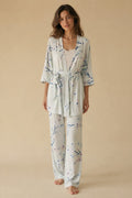 Cherry Blossom Nursing Pyjama Set – Blue – 3 Pieces