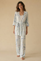 Cherry Blossom Nursing Pyjama Set – Blue – 3 Pieces