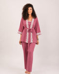 Lace Nursing Pyjama Set – Pink – 3 Pieces