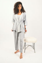 Lace Nursing Pyjama Set – Grey – 3 Pieces