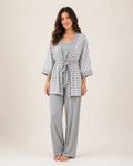 Stripes Nursing Pyjama Set – Grey – 3 Pieces