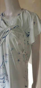 Nursing Cross Layer Gown – Cherry Blossom Blue