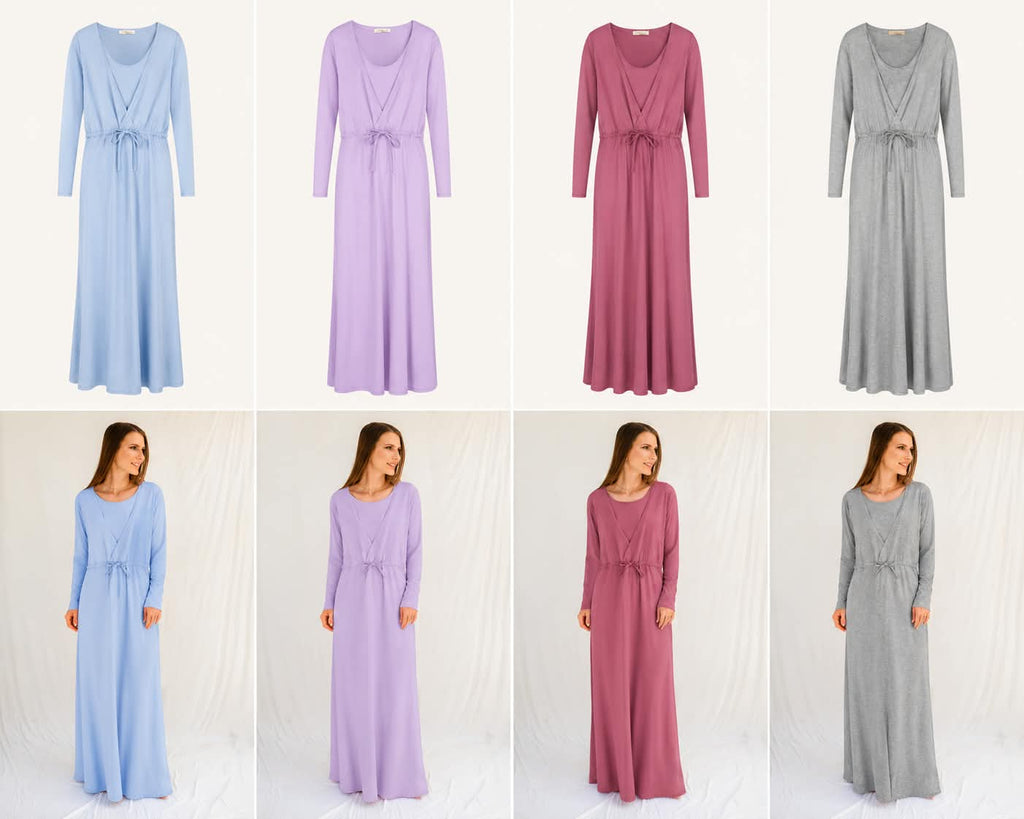 Long gown Open Front 5 - Grey