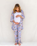 Floral Nursing Pyjama Set – Blue – 3 Pieces