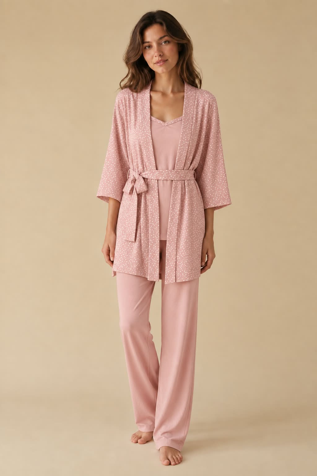 Polka Dot Nursing Pyjama Set – Saumon – 3 Pieces