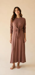 Long gown Front Knot 11 - Beige