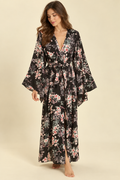 Floral Kimono Robe – Black