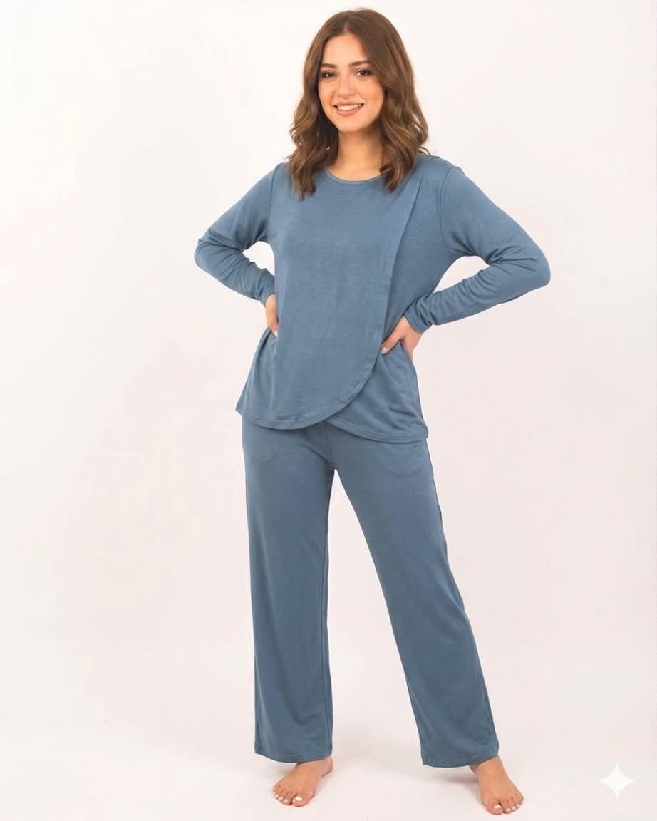 Pyjama Wrap Front 3 - Light blue