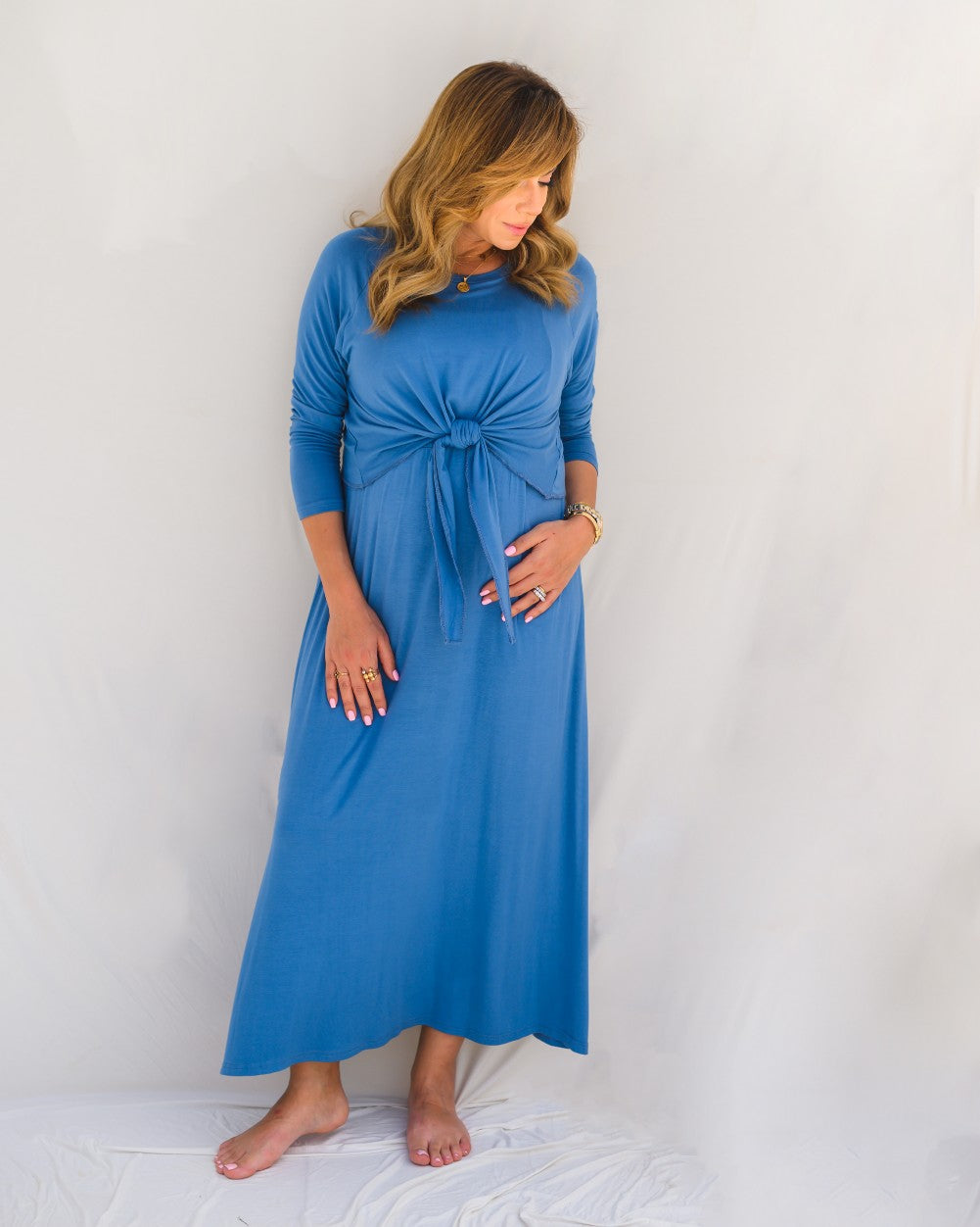 Long gown Front Knot 11 - Beige