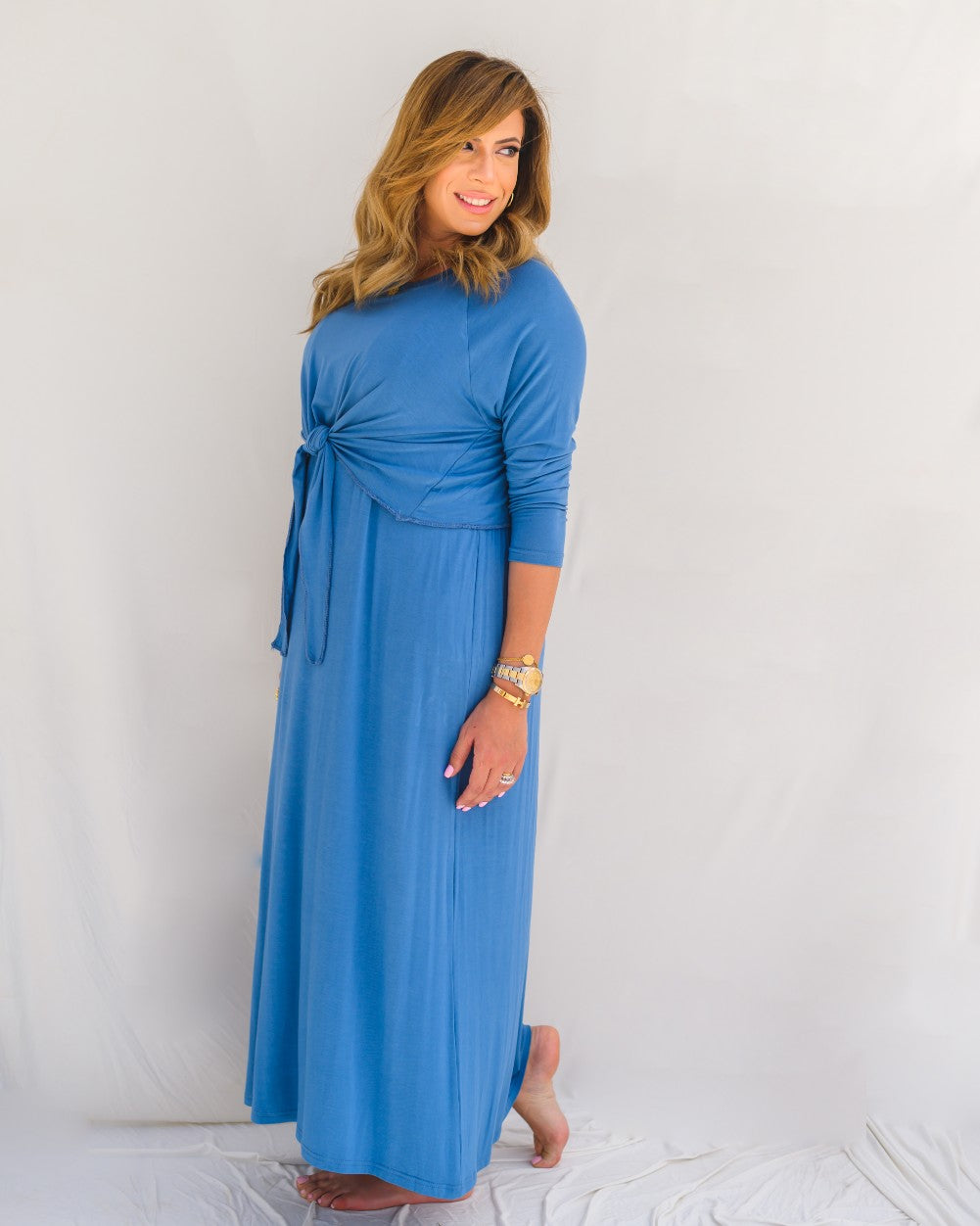 Long gown Front Knot 11 - Pink