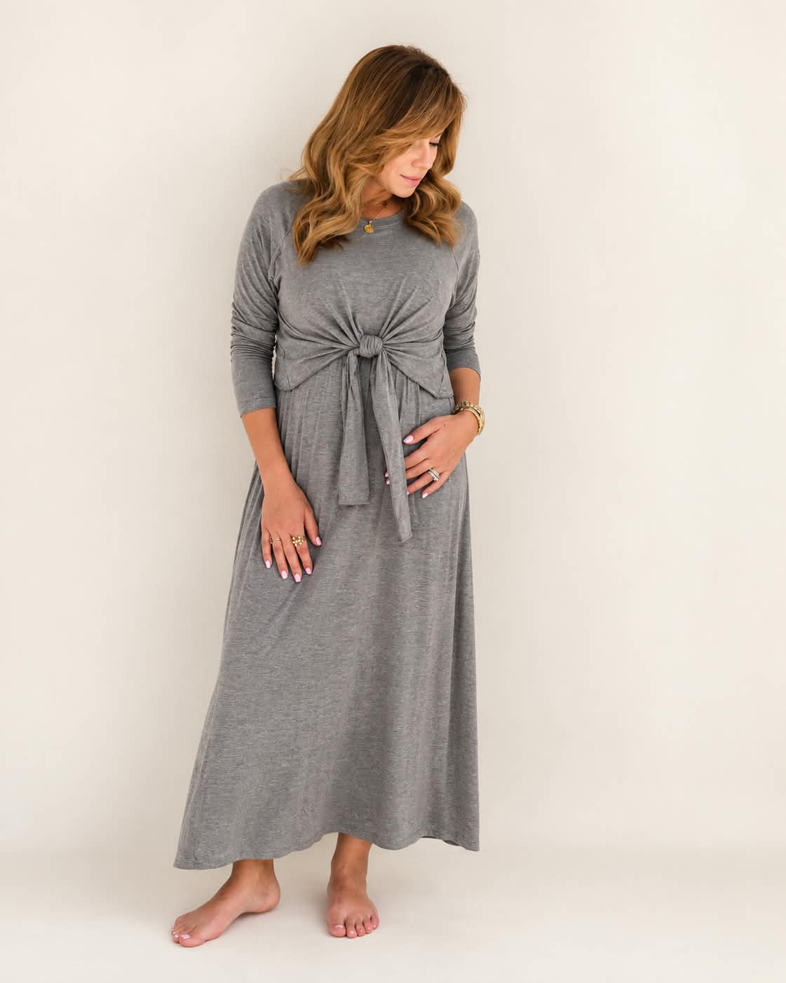Long gown Front Knot 11 - Pink