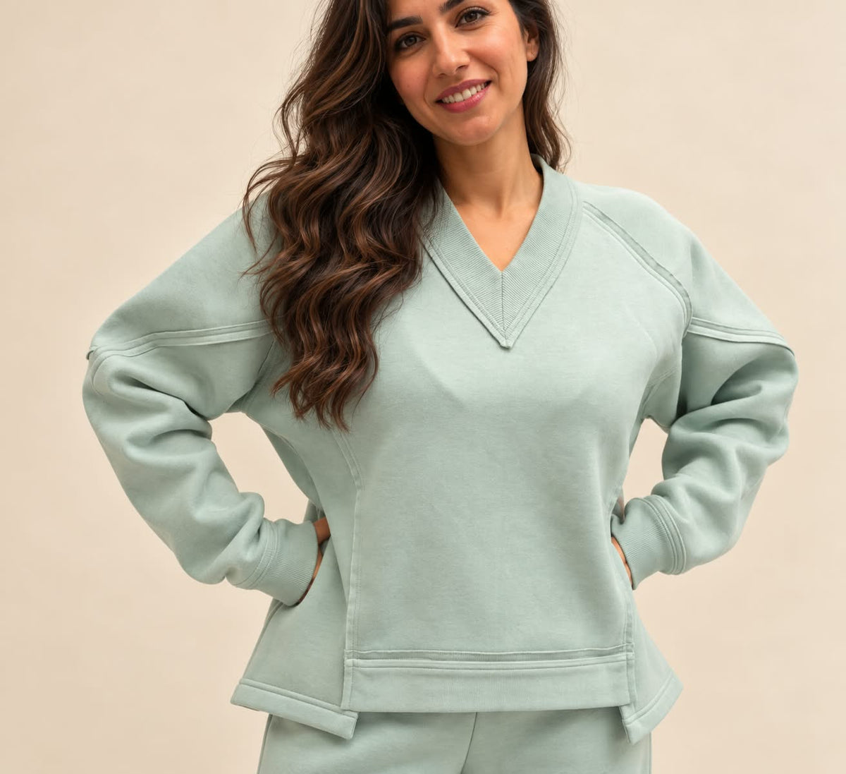 Winter set (V Neck) - Sage Green