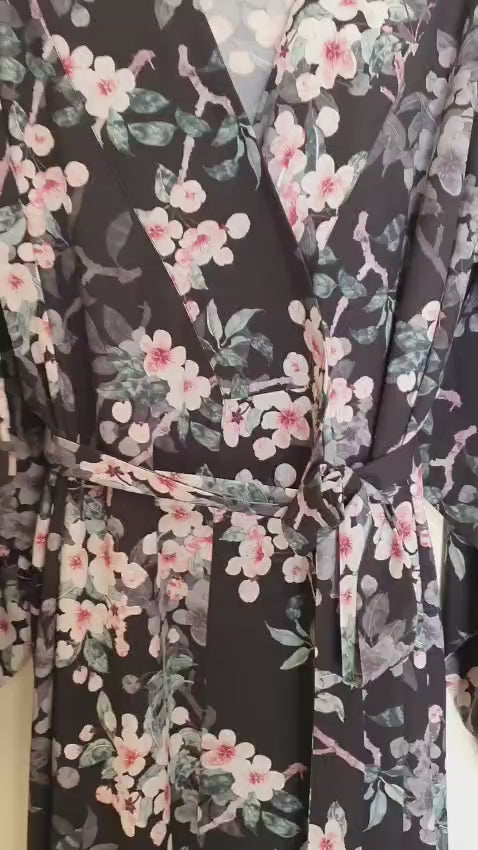 Floral Kimono Robe – Black