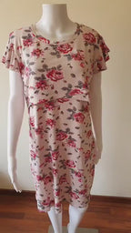 Nursing Cross Layer Gown – Red Flower Print