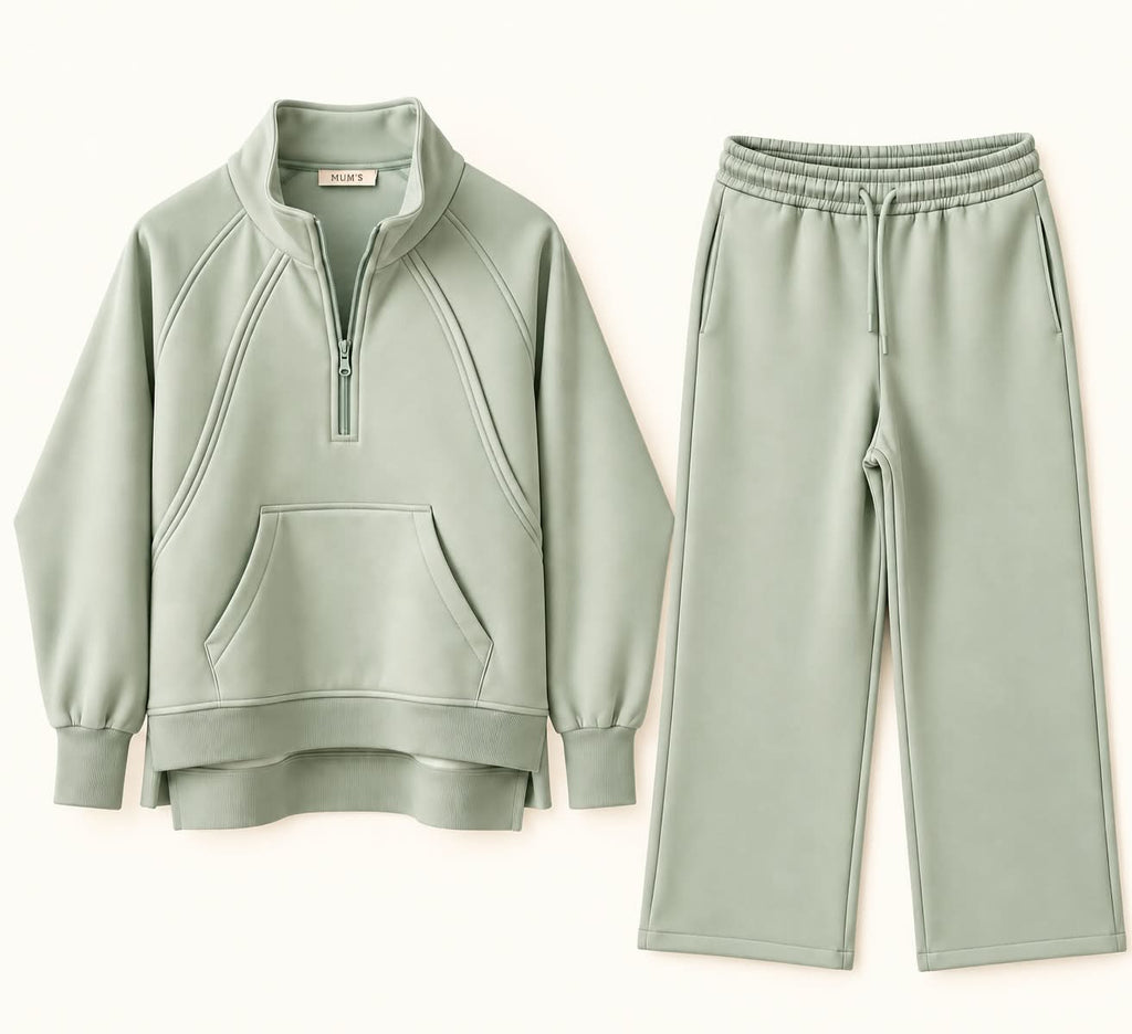 Winter Set (Quarter Zip) - Sage Green